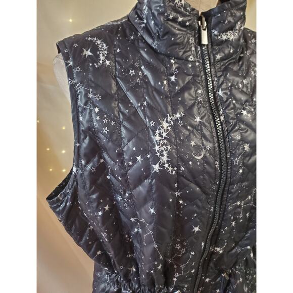 Chicos Zenergy Womens Reversible Quilted Celestial Vest Size 2 L 12/14 Navy Blue - Picture 10 of 13